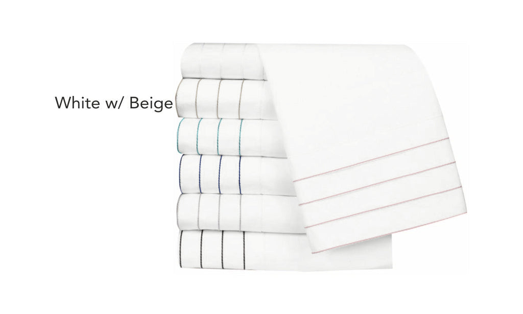 White w/ Beige Stitching / King Pillowcase Pair