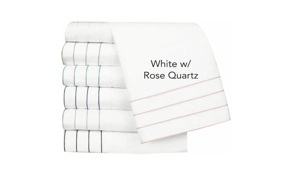 White w/ Rose Quartz Stitch / Standard Pillowcase Pair